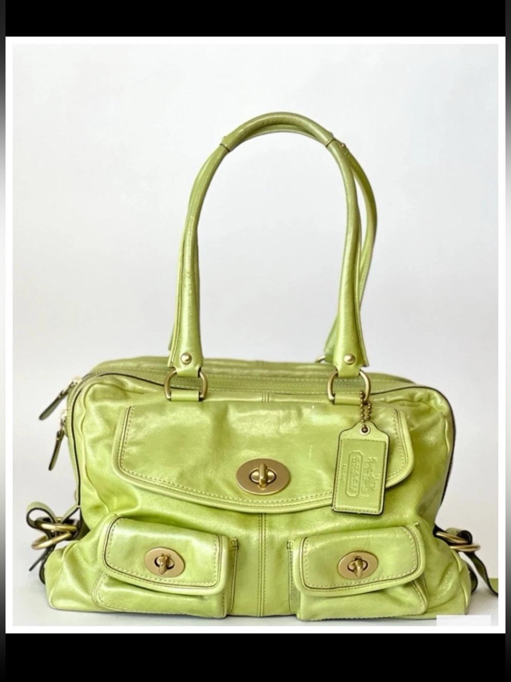 COACH PEYTON SATCHEL ARCHIVE LIMITED EDITION PEARLIZED GREEN LEATHER VINTAGE BAG